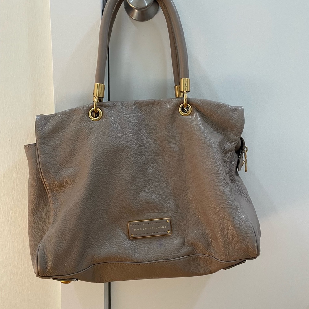 Marc By Marc Jacobs Gray Leather Tote with Gold Hardware